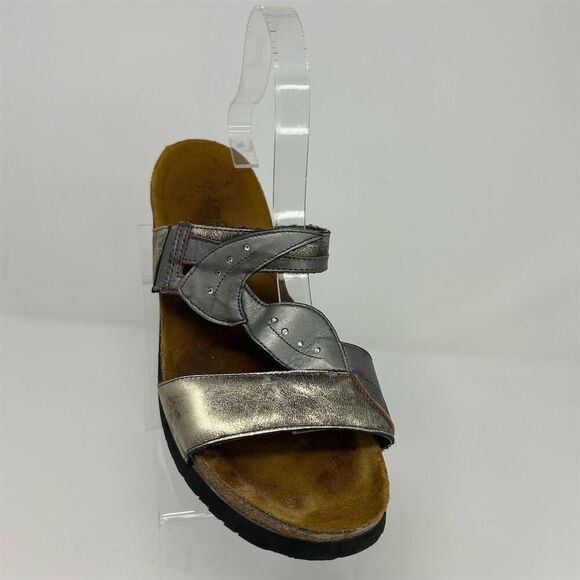Naot Kimberly Silver and Gold Slip On Wedge Sandal Size 10** Casual Summer - Picture 2 of 11